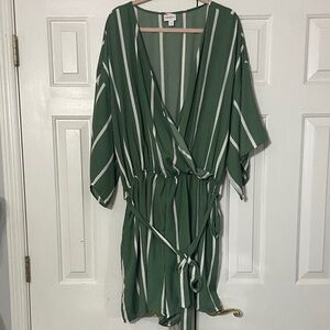 LuLaRoe Green and White Striped romper